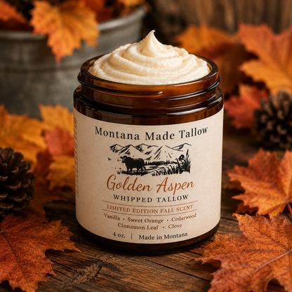 *Limited Edition* Golden Aspen Whipped Tallow: Warm Vanilla • Sweet Orange • Cedarwood